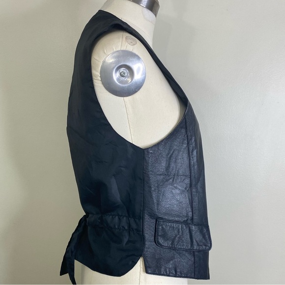 ANNEX LEATHER FRONT LEATHER BACK LINING VEST ONE CHEST POCKET TWO POCKET FLAP - Picture 10 of 14